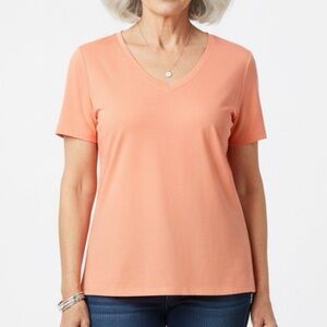 Peach V-Neck Short Sleeve Women's Tee
